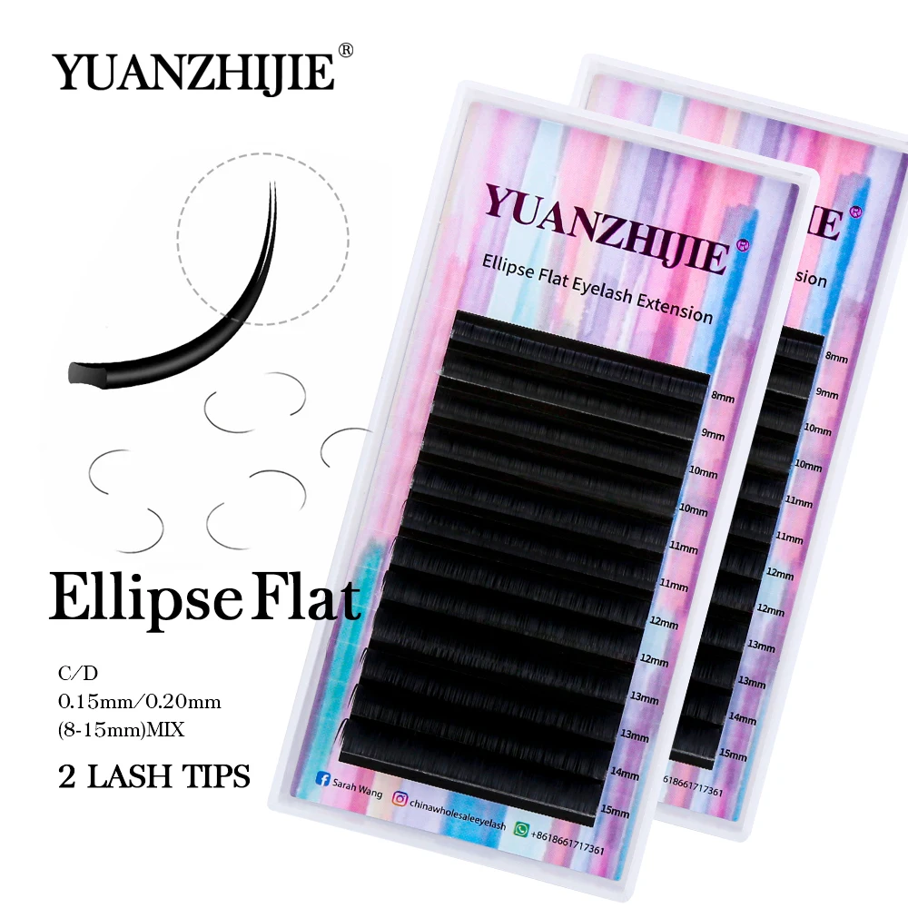 

Hot Selling YUANZHIJIE Softer Matte Flat Eyelash Extension Faux Mink False Lashes Split Tips Ellipse Flat Individual Eyelash