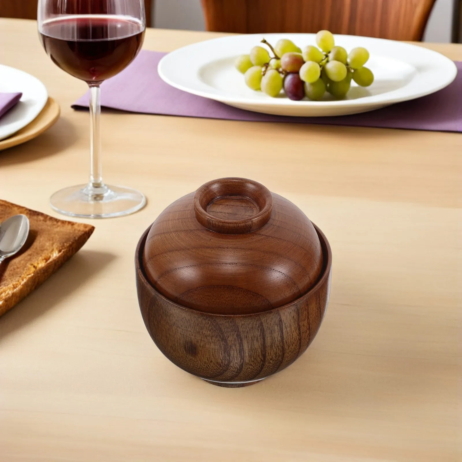 Tazón para Sopa Miso con Tapa, Tazón para Arroz, Vajilla Irrompible para Servir Comida Asiática en Restaurantes