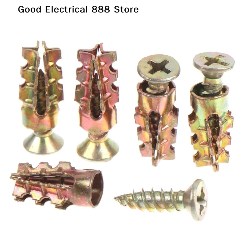 【G】30/50/100Pcs Door Hinge Thread Repair Screws Metal Wall Anchors Self Tapping Screws Ribbed Anchors Set For House Decoration