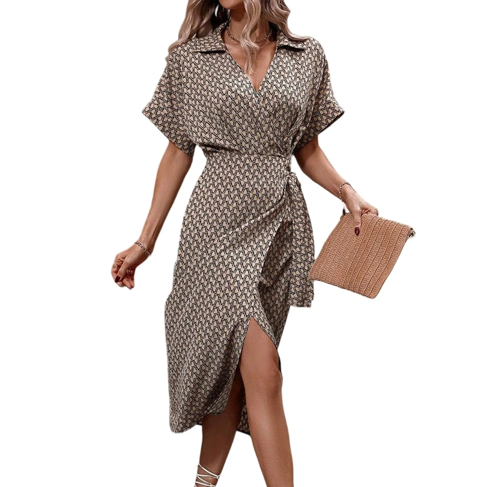 夏の女性用ワンピース 花柄シャツワンピース 女性用カクテルワンピース 大きいサイズ ゆったりマキシワンピース 女性用ピクニックパーティードレス セクシーなドレス