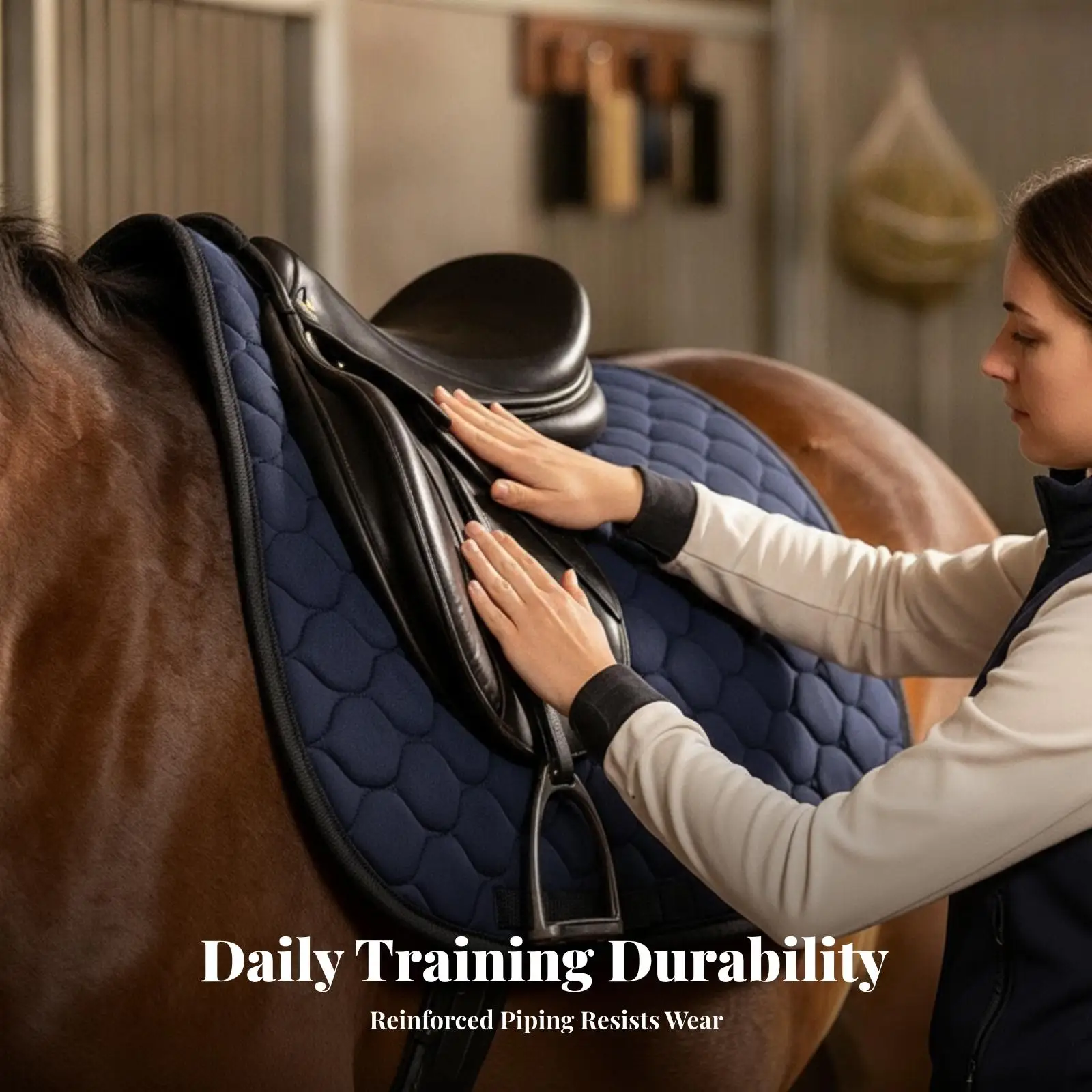 Padded Quilted Saddle Pad Guarding Polyester material, Contoured Saddle Pad, for Daily Schooling
