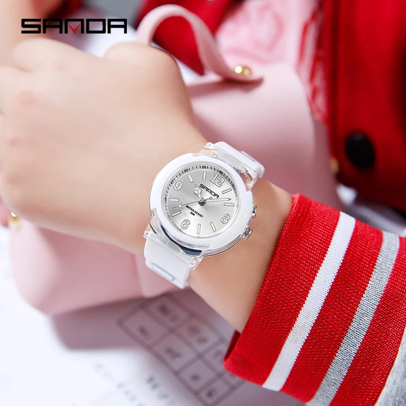 Fashion Trend Outdoor Leisure Temperament Versatile for Girls 2023 New Sanda 6104 Watch Quartz Watch LED Light