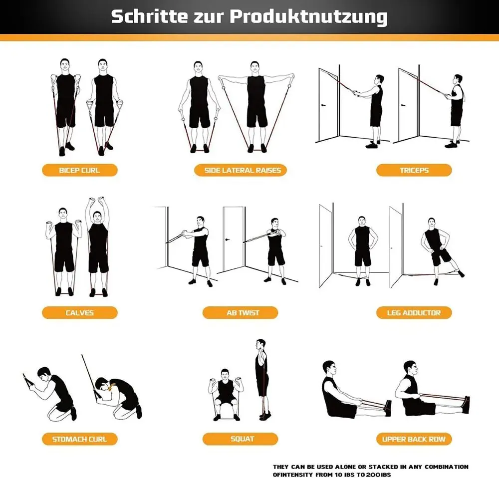 Widerstandsbänder-Set, Zugseil für Männer und Frauen, Workout-Übungsbänder für Fitness, Zuhause, Fitnessstudio, Krafttrainingsgeräte – Detail 3
