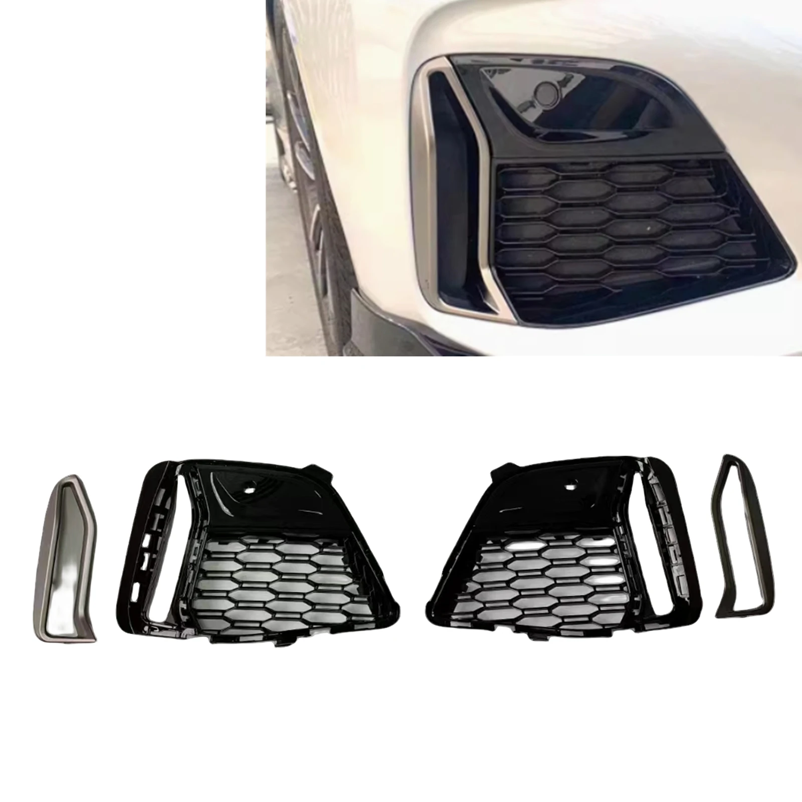 Front Bumper Fog Light Grill Cover For BMW M340i 330i 3-Series G20 G21 G28 2019-2022 Side Air Vent Intake Frame Grille Trim Mesh