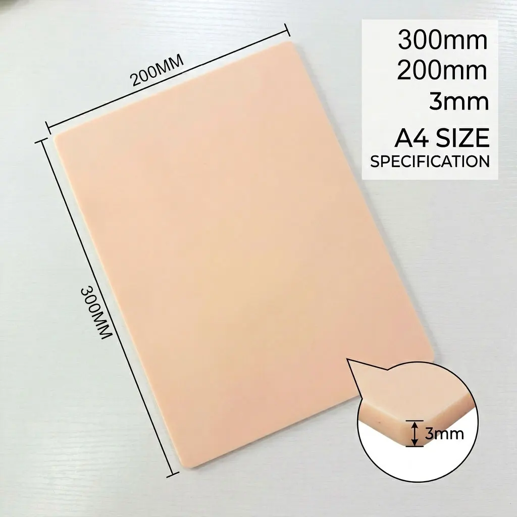 A4 Size Tattoo Practice Skin 3/1mm Double Side Silicone Permanent Makeup Eyebrow Synthetic Leather Training Fake Skin Accessory
