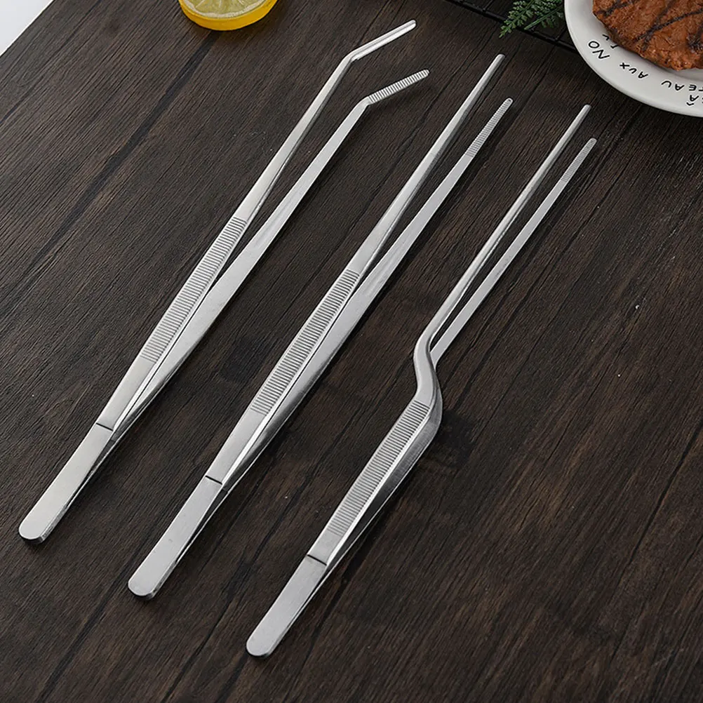 

1Set Stainless Steel Kitchen Tweezers Precision Serrations Food Gripping Chef Tool Cooking Utensils Tweezer Tongs
