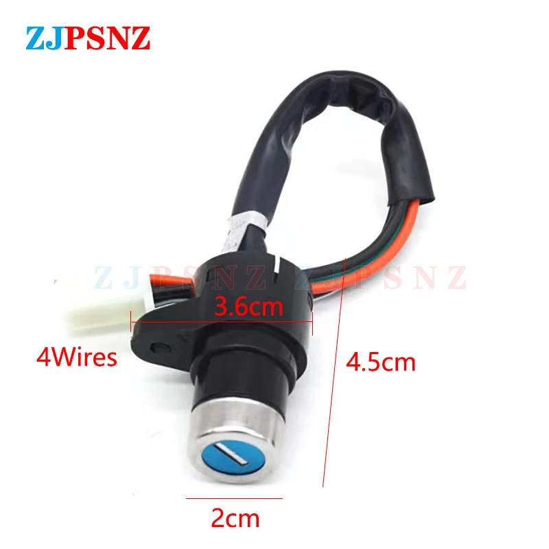 Motorcycle Ignition Switch Key With 3 / 4 Wires Start Ignition Switch Electric Door Lock Keys Switch 50cc 70cc 90cc 110cc 150cc