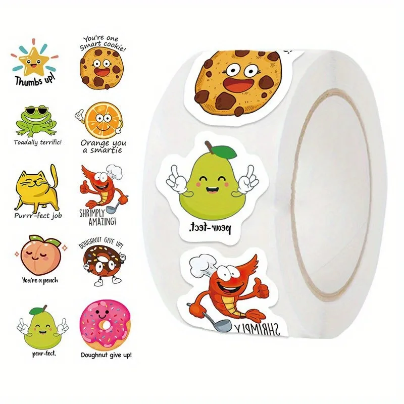 1/2 Roll 500-Piece Inspirational Quotes Sticker Roll, Reward Stickers For School Meeting Teachers Journals Envelope Seals Test