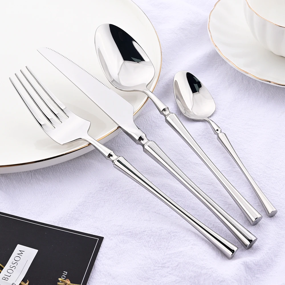 

24Pcs Dinnerware Set 18/10 Stainless Steel Knife Fork Spoon Cutlery Dinner Set Tableware Flatware Home Hotel Western Kitchen