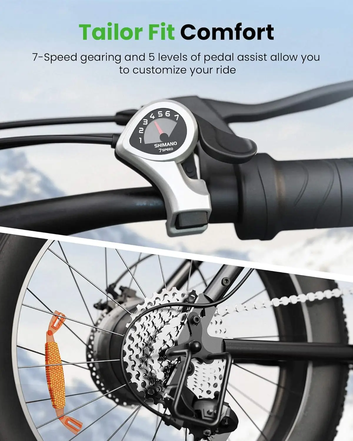 دراجة كهربائية Oniwheel M10 مقاس 20 × 4 بوصة، محرك ذروة 1000 وات، دراجة كهربائية بإطارات عريضة 22 ميلاً في الساعة للبالغين والمراهقين والنساء #4