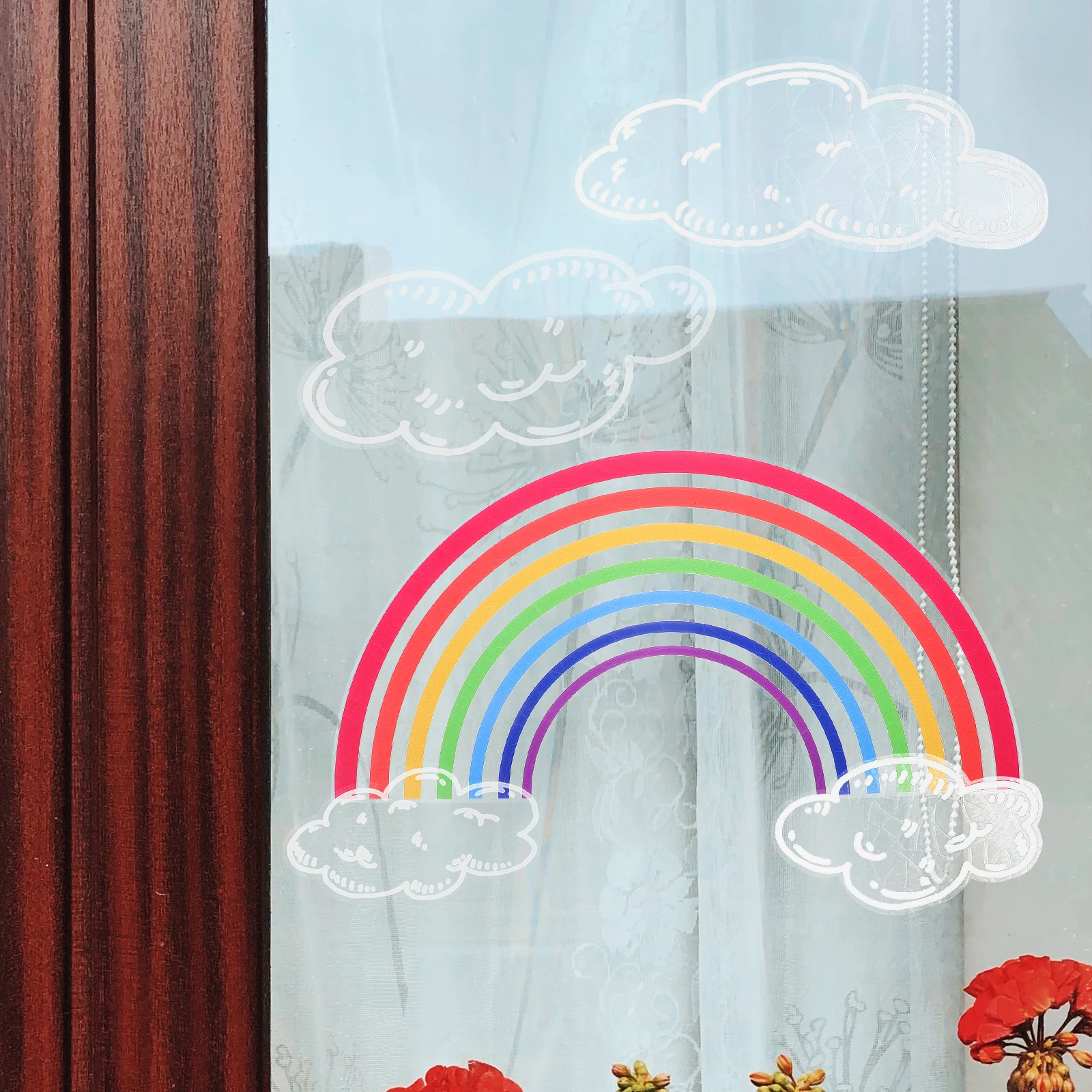 

Rainbow Cloud Window Clings Static Decal for Glass Home Decor DIY Wall Stickers Nursery Fall Cling Non Adhesive Pvc