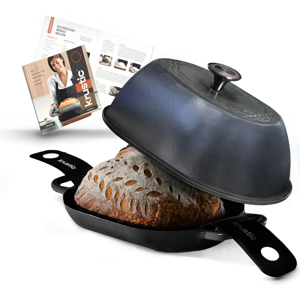 

Enameled Cast Iron Dutch Oven Oval 5.5 Quart Bread Baking Pot with Lid Non Stick Silicone Mat