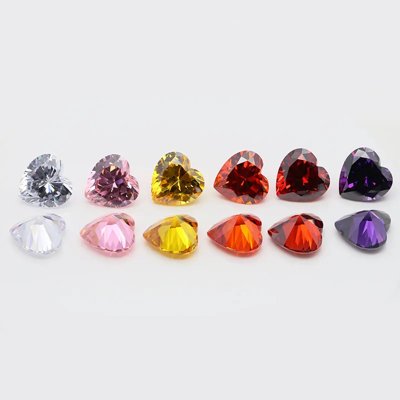 Zirconia Stones Price Heart Shapes Loose Gemstone White/Pink/Yellow/Orange/Garnet/Violet Synthetic Gems Beads For DIY Jewelry