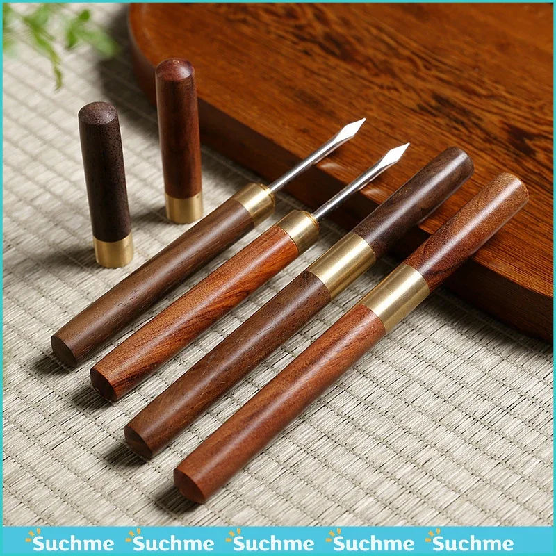 Wooden Tea Knife Needle Puer Puerh Tea Needle with Safety Cover Ice Pick Tool for Breaking Tea Cake Brick or Breaking Ice