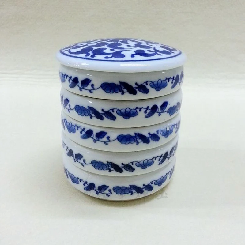 Chinese Ceramic Palette Five-layer Watercolor Chinese Painting Palette Inkstone