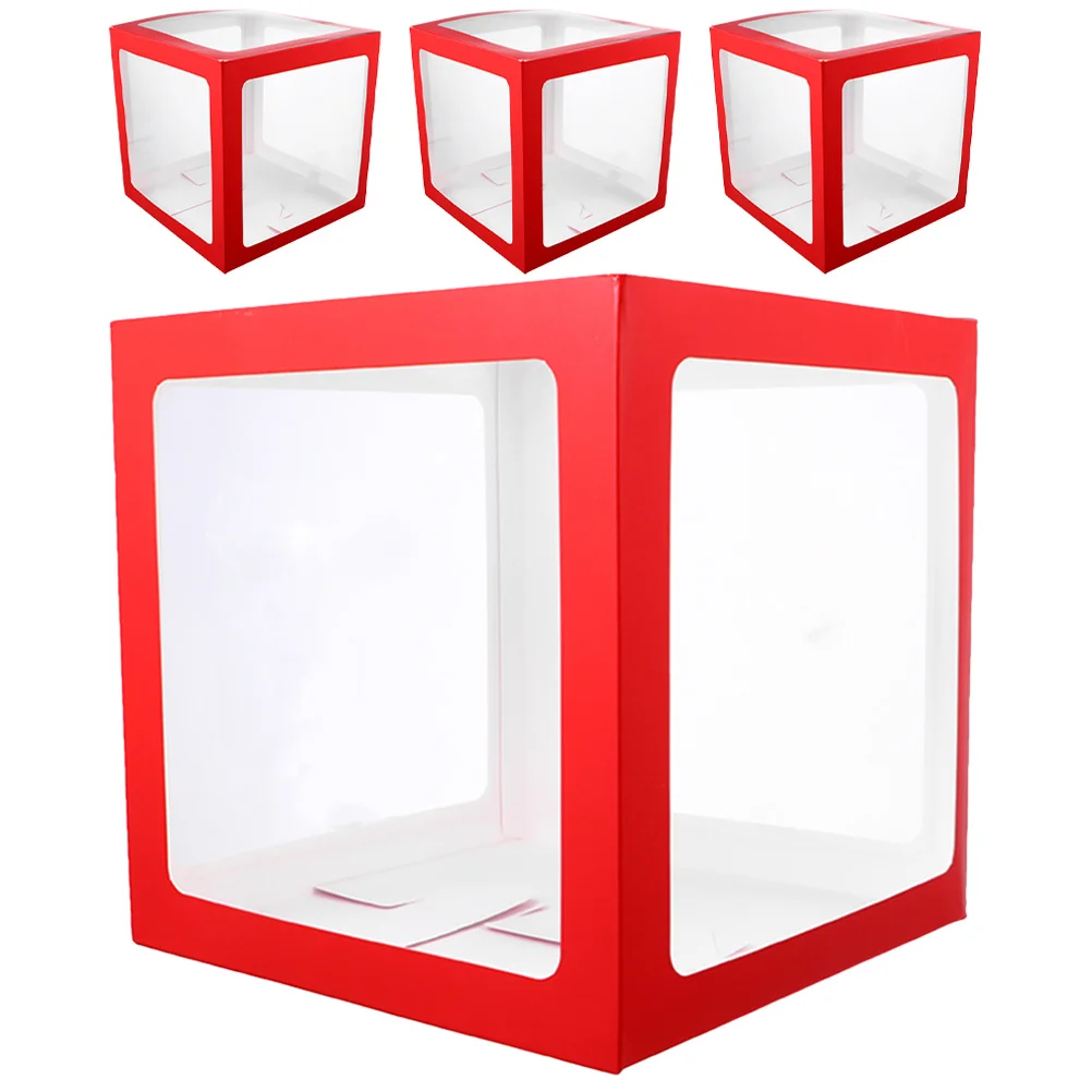 

4Pcs Balloon Boxes Paper Decorative Square Blocks for Wedding Birthday Shower Party Favor Balloon Box Display Holders