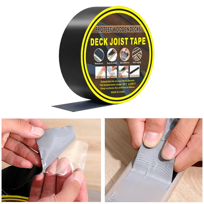 

1pc Deck Joist Tape Butyl Adhesive High Temperature Resistance Black Tape Waterproof Anti-corrosion and Oxidation Resistant