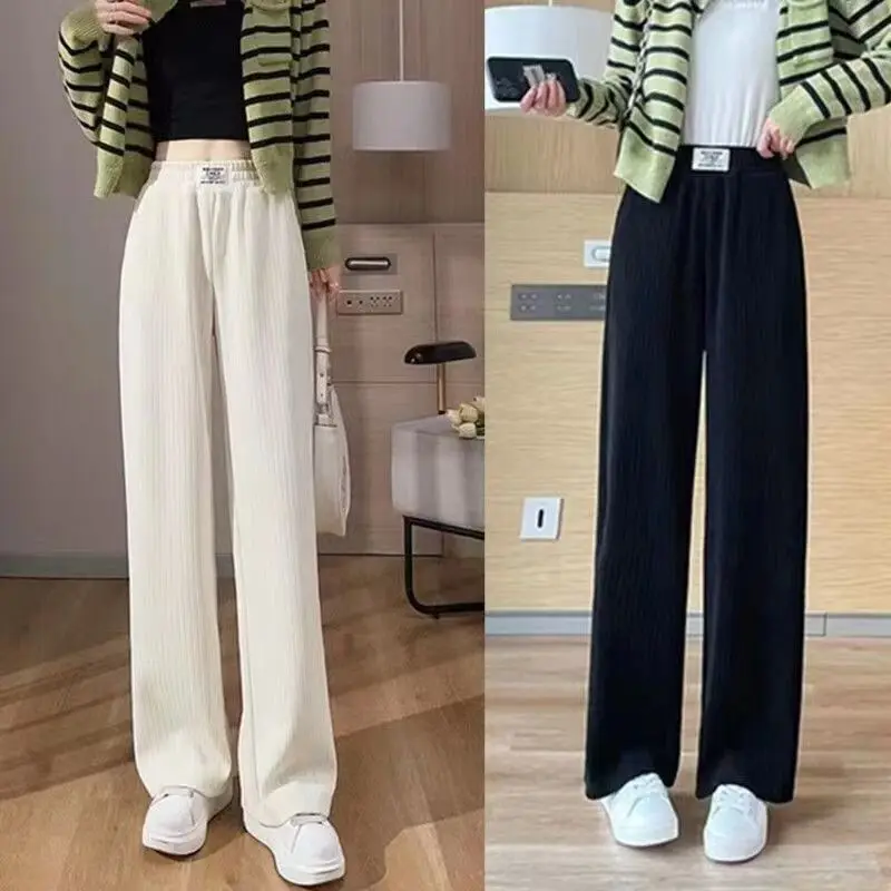 White Schneier Fat MM Wide Leg For Women In Summer, Thin Style, High Waist, Slim Look, Sagging Feel, Casual Straight Pants