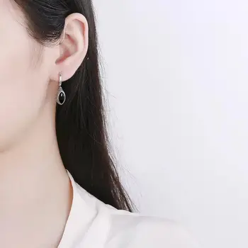 復古925純銀天然縟瑪瑙耳環,簡約黑色縟瑪瑙月光石復古吊墜耳環,精美珠寶,女士禮物 6 最佳銷售 黑月光石 - №6