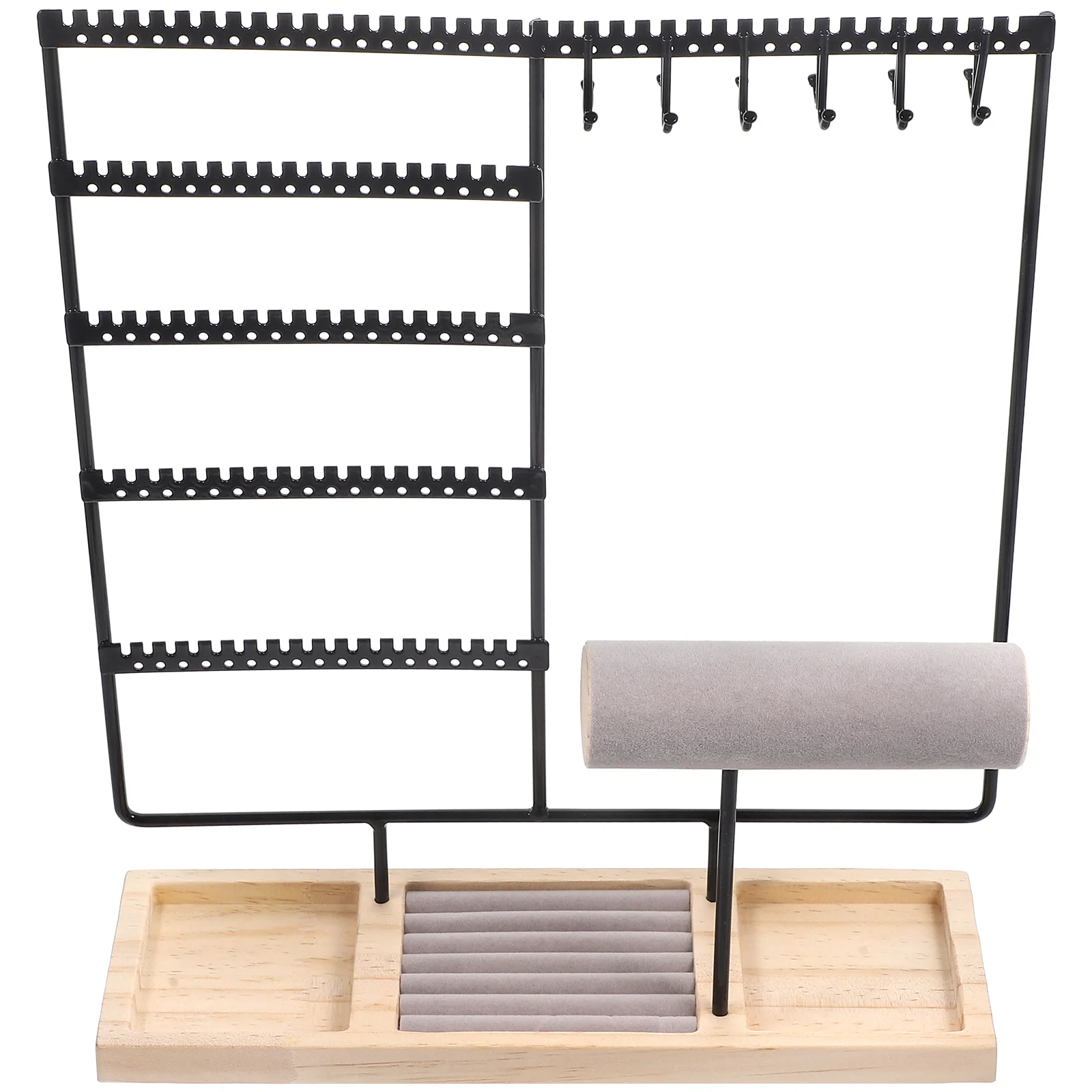 

Jewelry Display Stand 5 Layers Black Iron Earrings Necklace Ring Holder Large Capacity Organizer Storage Decor