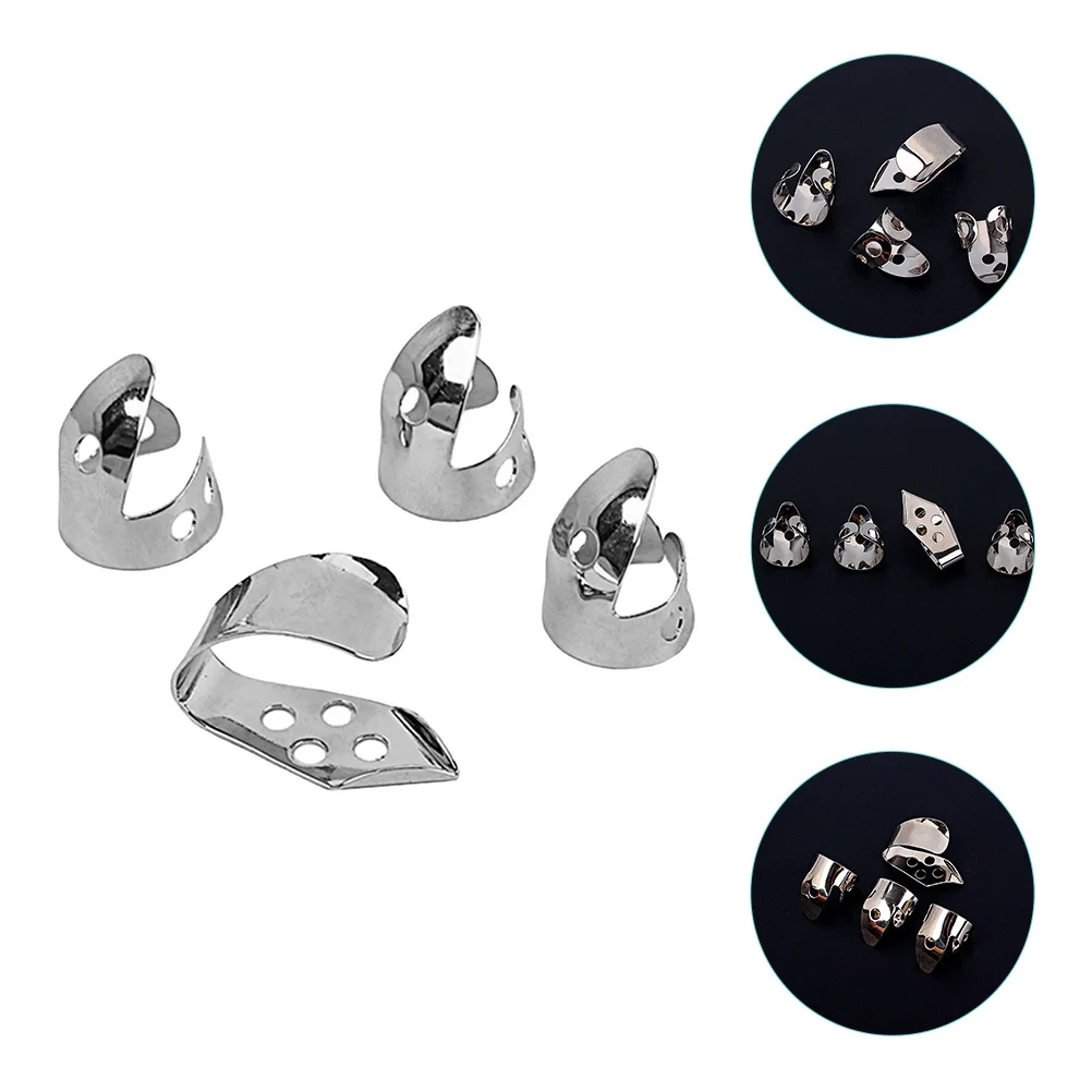 Bild 3: 4 Stücke Metall Gitarre Finger Picks Modische Auffällige Langlebige Langlebige Instrument Zubehör Banjo Picks