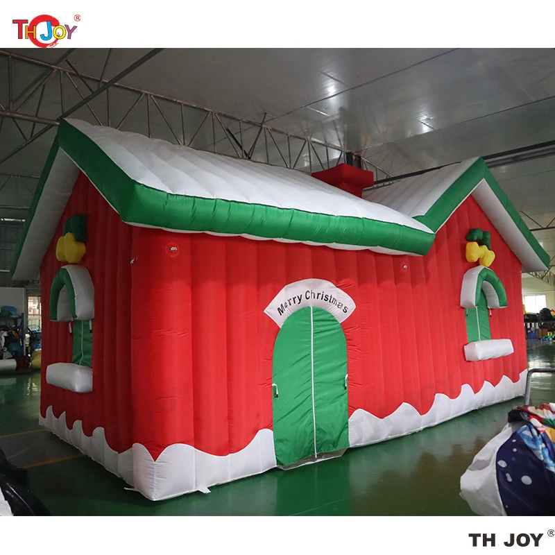 7x4x4m Outdoor Red Santa Grotto Inflatable Christmas House Tent Inflatable Cabin Decoration for Events Winter Inflatable Castle