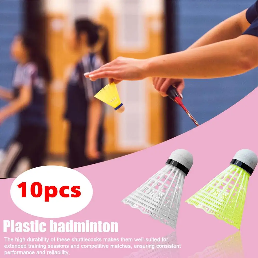 10 Uds pelotas de bádminton de plástico duraderas portátiles deporte adiestramiento al aire libre entrenamiento deportes bádminton volantes suministros I7A2