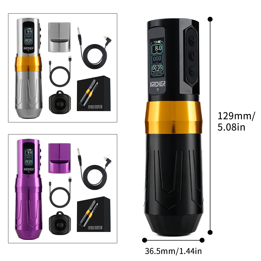 

Wireless Tattoo Pen Machine 2000mAh Battery Hollow Cup Motor HD Color Screen Professional Tattoo Artist Tool
