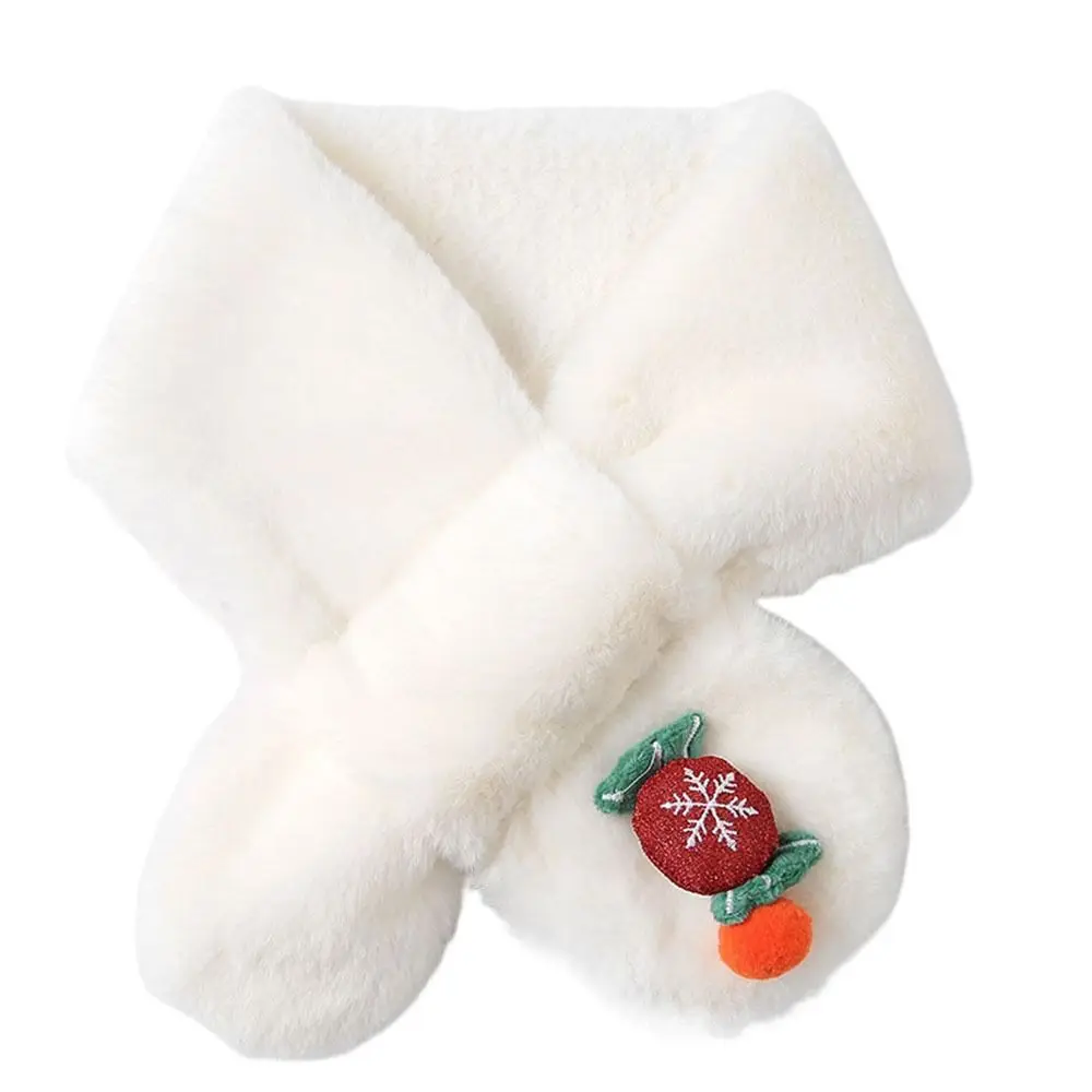 

Плюшевый шейный платок из искусственного кроличьего меха с медведем, рождественский однотонный платок ярких цветов, теплый шарф на шею, шарф с крестом, плюшевый шарф, теплый шарф