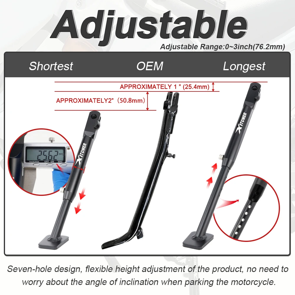 صالح لسوزوكي DR200S DR 200S 2015-2019 2020 وقوف السيارات القدم الجانب حامل داعم حامل دراجة نارية قابل للتعديل مسنده حامل جانبي #5