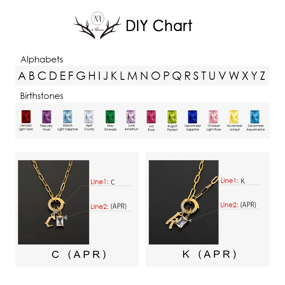 eManco الفولاذ المقاوم للصدأ DIY المختنق القلائد النساء قلادة الربيع مشبك سلسلة الأولي رسالة زركونيا قلادة المرأة مجوهرات #5