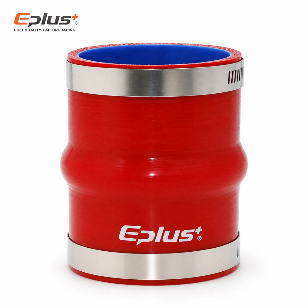 Image of EPLUS Roter Silikon-Turbo-Schlauch Gerader Hump-Kupplungsadapter Verstärktes Ansaugrohr für Ladeluftkühler-System Universeller Silikagel-Adapter