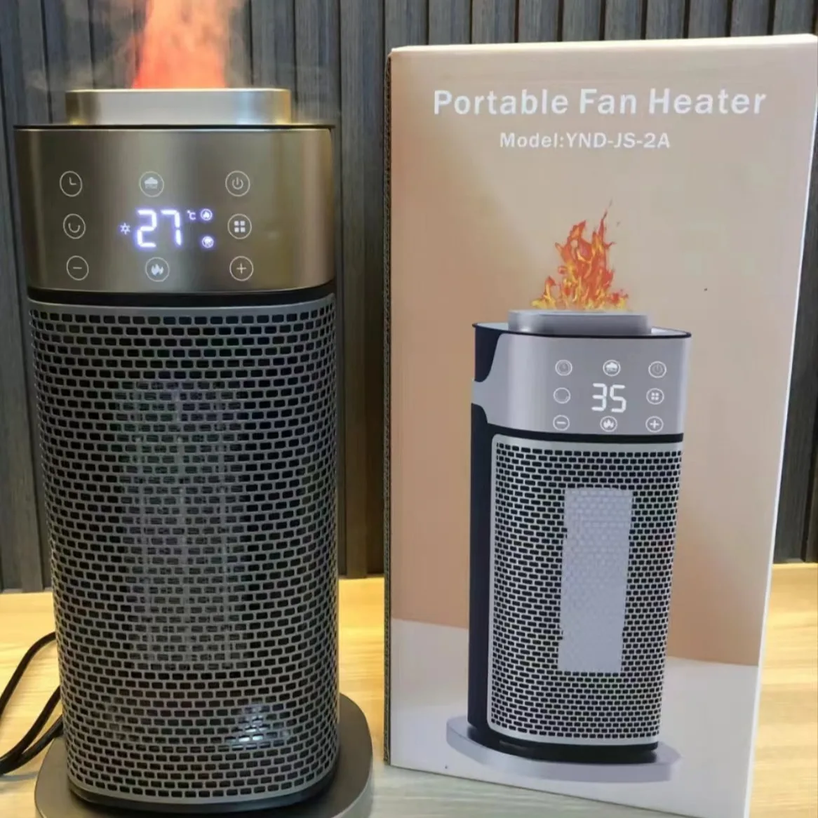 New cross-border heater 3D flame humidification heater vertical shaking head remote control quick heating PTC electric heater fa