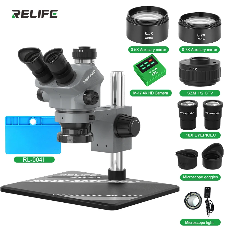 RELIFE RL-M5T Pro-B11 microscopio Trinocular HD 7-50 tiempo Zoom reparación de teléfonos inspección PCB instrumento de precisión reparación microscopio
