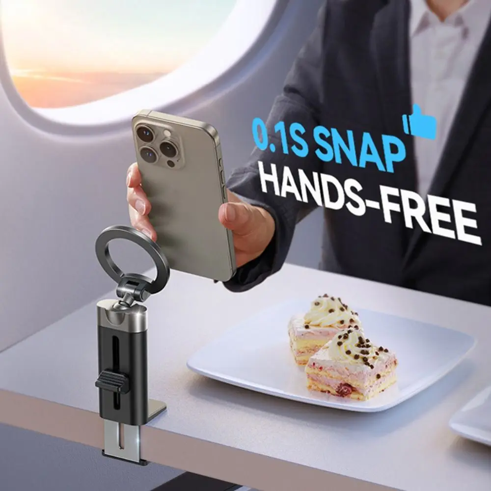 

Portable Airplane Phone Mount 360° Rotatable Foldable Phone Holder Hands-Free Flexible Angles Bracket for iPhone 16 15 14 13 12
