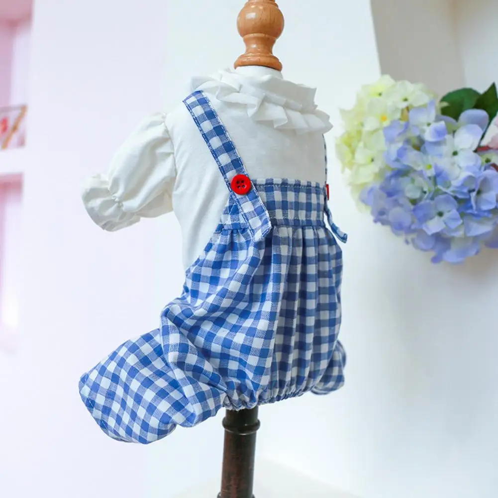 Breathable Lovely Letter Print Pet Cat Dog Plaid Romper Clothes Fine Workmanship Pet Jumpsuit Eye-catching Daily Wear Summer