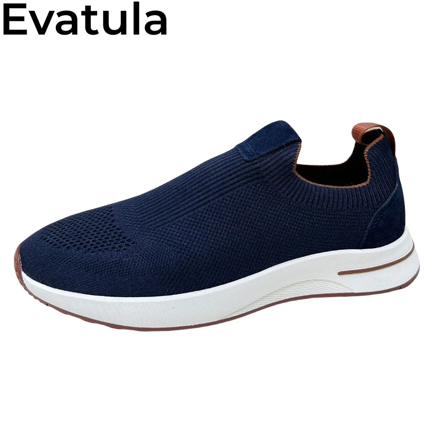 2024 Autumn Knitted Flat Shoes Men Breathable Mesh Casual Sneakers Male Comfort Walking Slip On Loafers Shoes Zapatillas Hombres