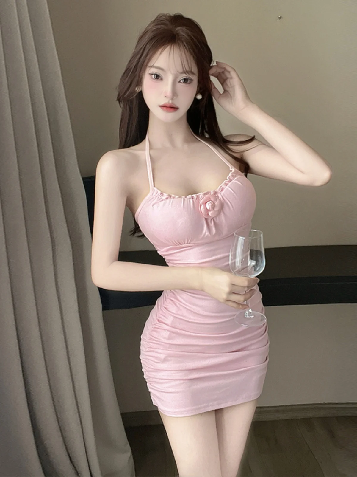 

Sweet Pure Desire Girl Цветочное ожерелье Bal Tight Butt ort Юбка Ele Сексуальная утягивающая основа Dr Sexy Sle Высокая талия...