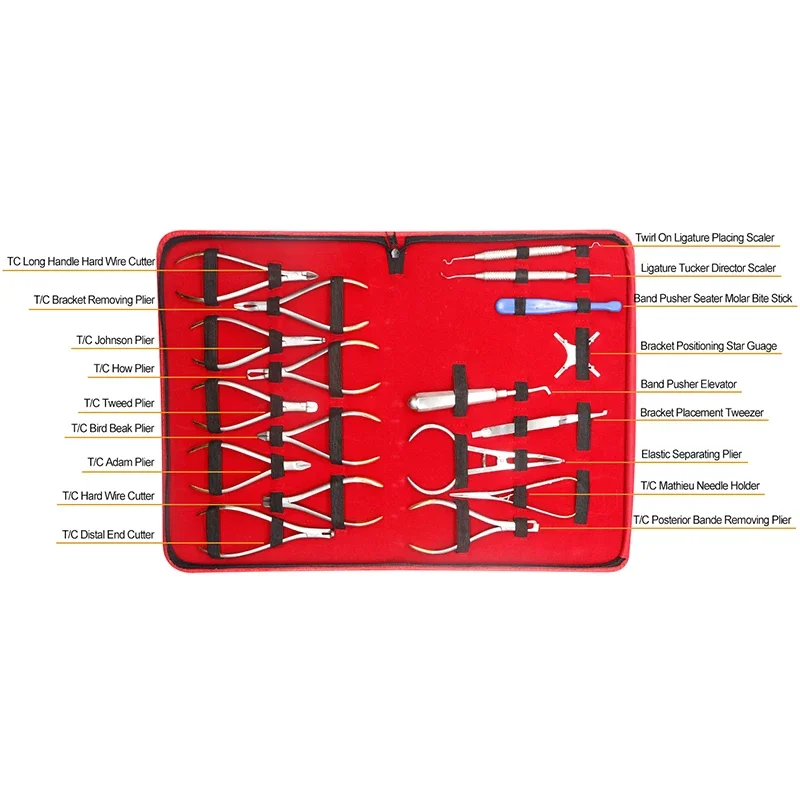 LK-1081 18pcs den tal Surgical Orthodontics Instruments Tool Kit 18-in-1