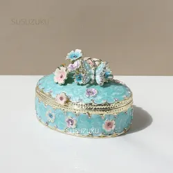 Jewelry Trinket Box Decorative Vintage Style Jewelry Organizer for Women Rhinestones Jewelry Storage Home Decor Unique Gift
