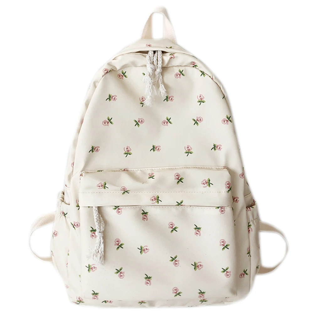 

Women College Student Backpack Large Capacity Simple Floral Backpack Adjustable Strap Floral Backpack Students Daily Bag