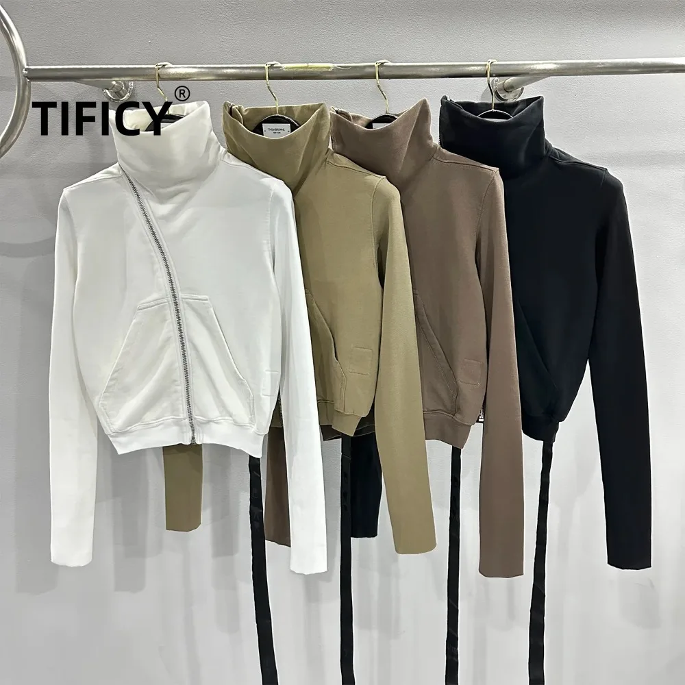 

Ro Style Autumn Pullover Sweatshirts Cotton Tops Women's Short Fleece Slim Zipper Stand Up Collar Hoodies Sweatshirt Jacket