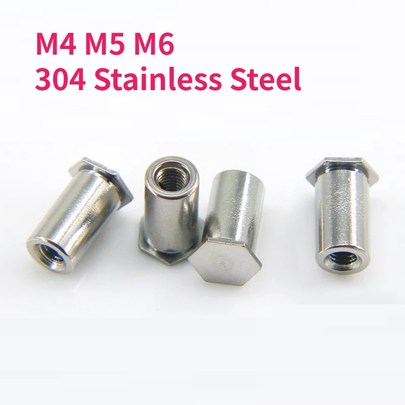 M4 M5 M6 304 Stainless Steel Bsos Hexagon Blind Hole Pressure Riveting Column Ressure Riveting Stud Screw Nut