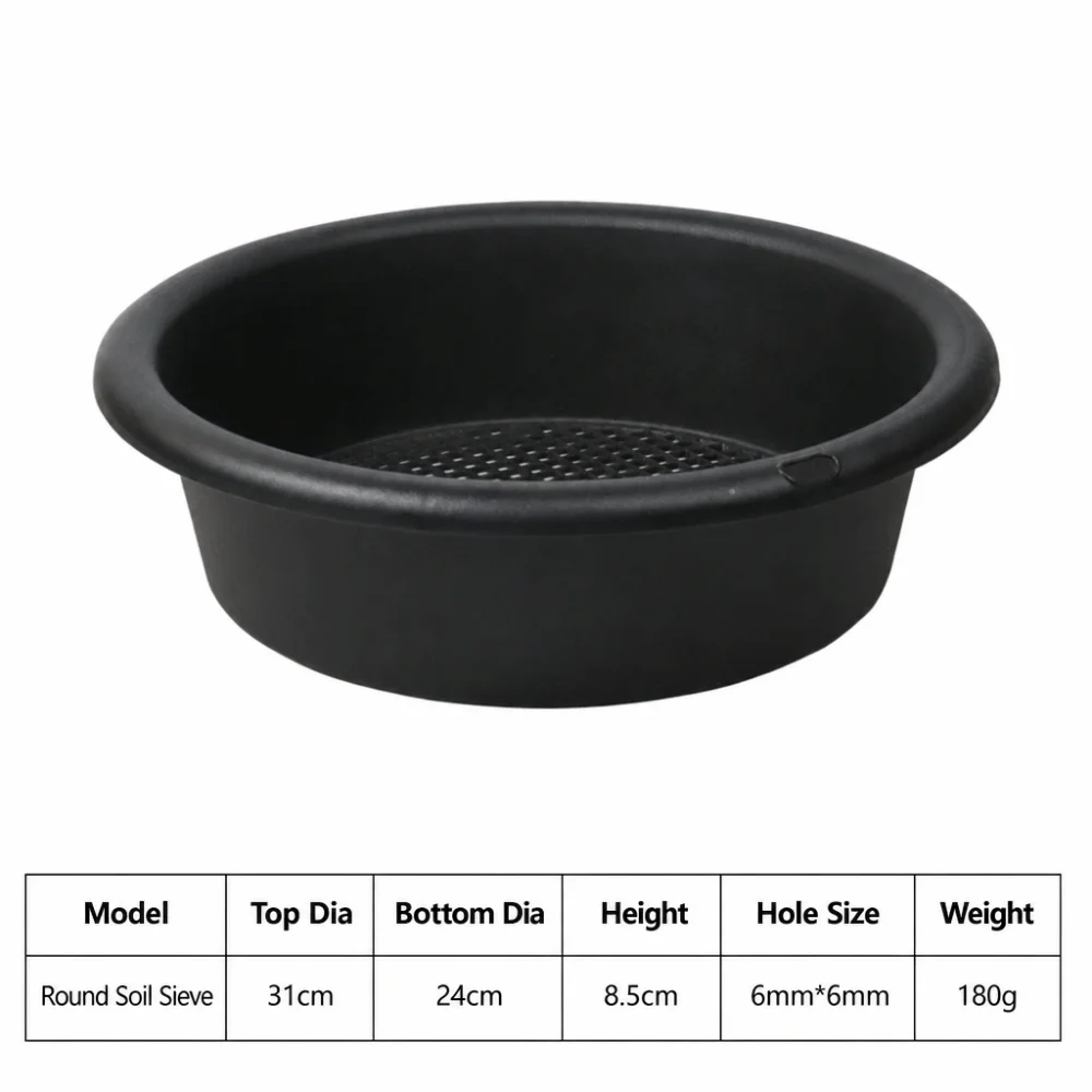 Washable Plastic Garden Sieve Multi-purpose Lightweight Soil Sifter Fine Mesh Sand Washing Pan Potting Soil Treatment