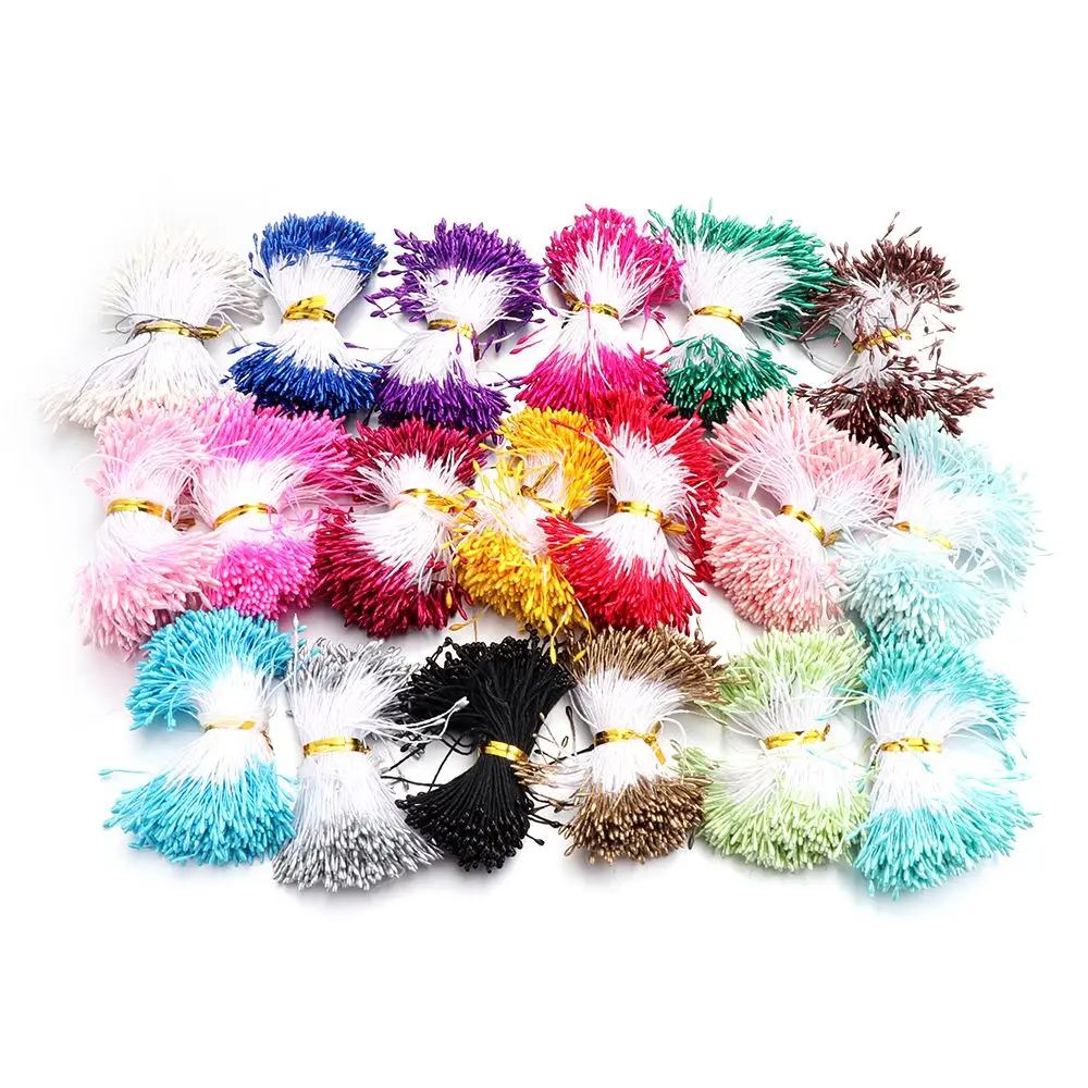 400pcs Mini Flower Hand-made Double Heads Wedding Decoration Flower Stamen DIY Floral Craft Pistil Artificial Pearl