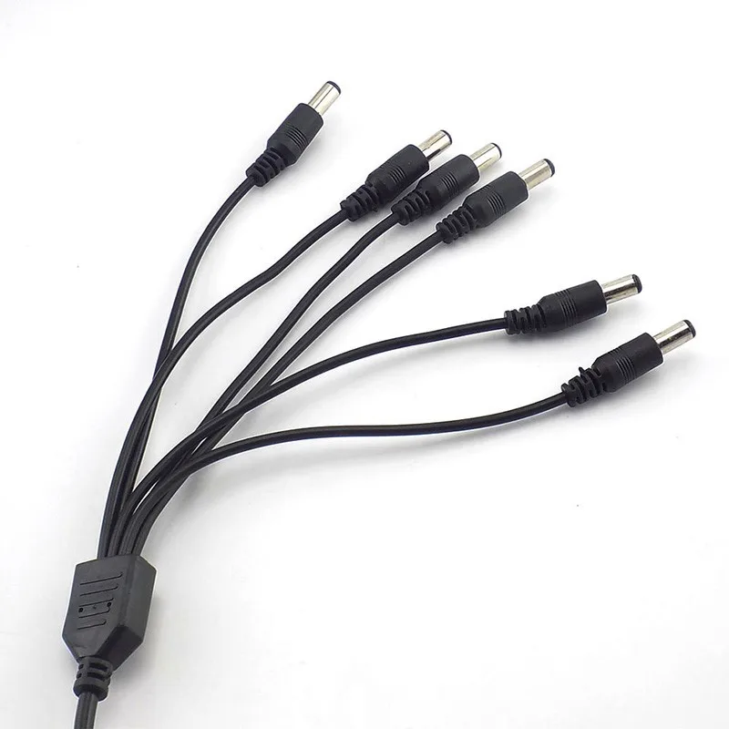 Splitter 1 Female To 6 Male DC Power Jack Adapter 6 Way Splitter Plug Connector Cable Supply For Led Strip Light CCTV Camera