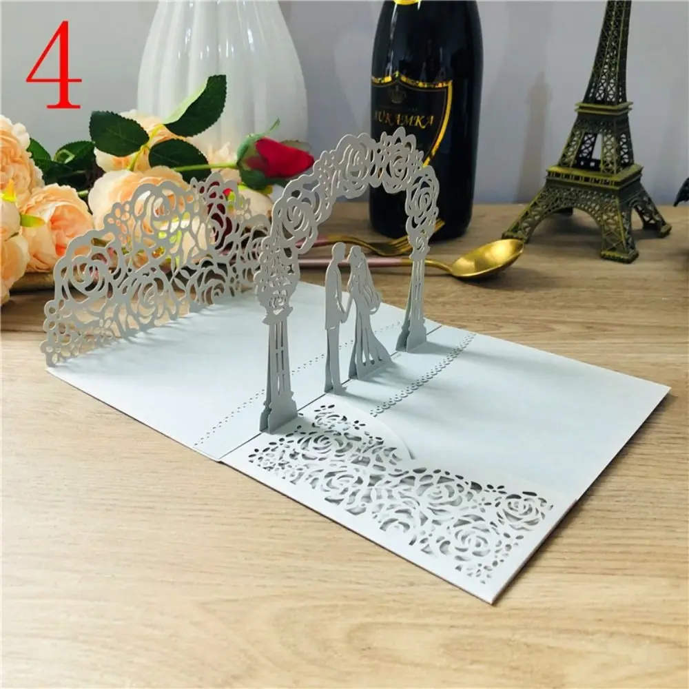 

Laser cut 3D Wedding Invitation 18X13cm Pop up Greeting Cards Hollowing Out Creative Invite Card Wedding