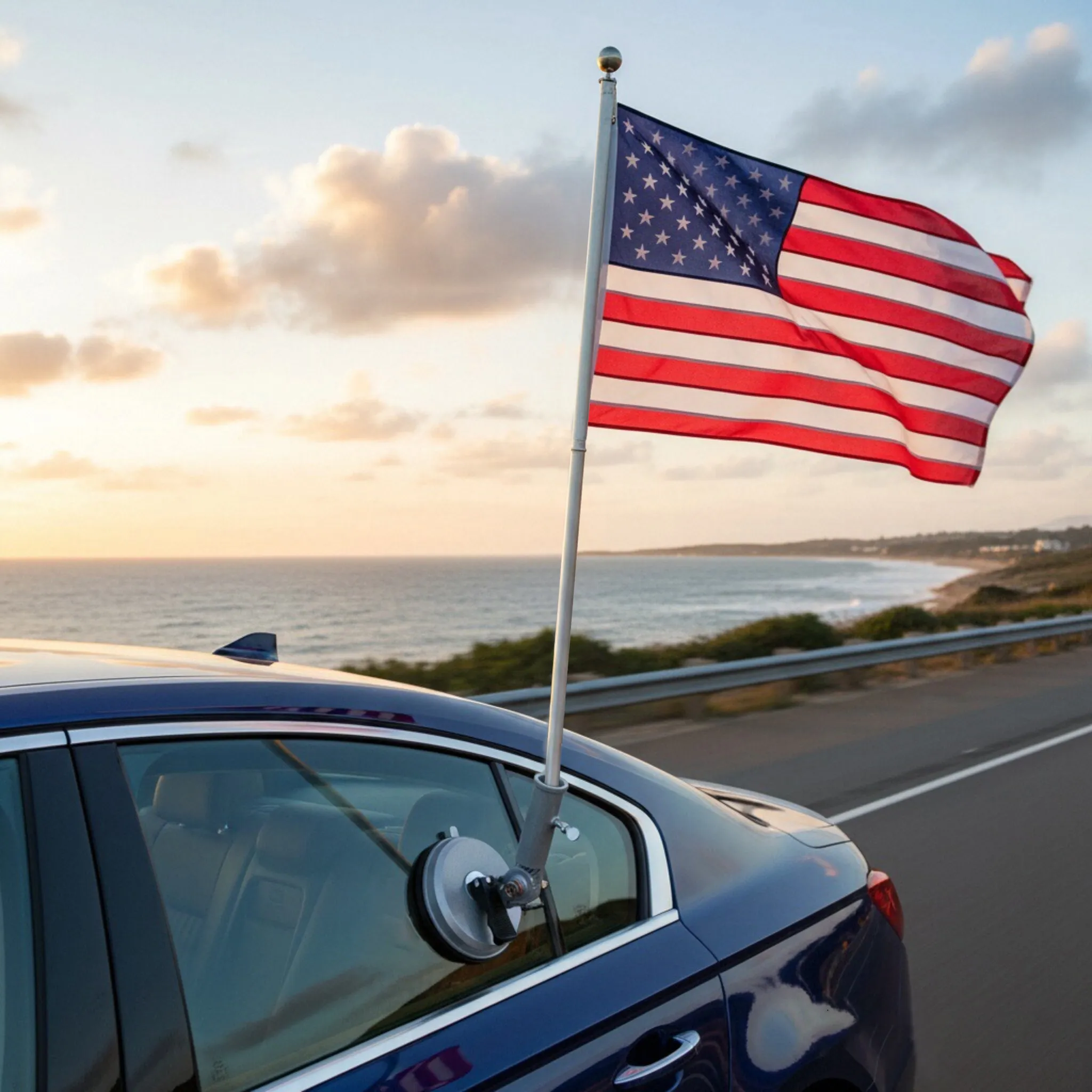 Suction Cup Flag Pole Holder Aluminum Alloy Car Mount Flagpole Base Stable Outdoor Vehicle Mounting Bracket Car Motorcycle Rv