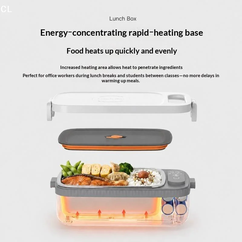 Electric Lunch Box For Office Workers, Portable Plug‑in Heating Lunch Box, 304 Water‑free Thermal Insulation Lunch Box For Outd