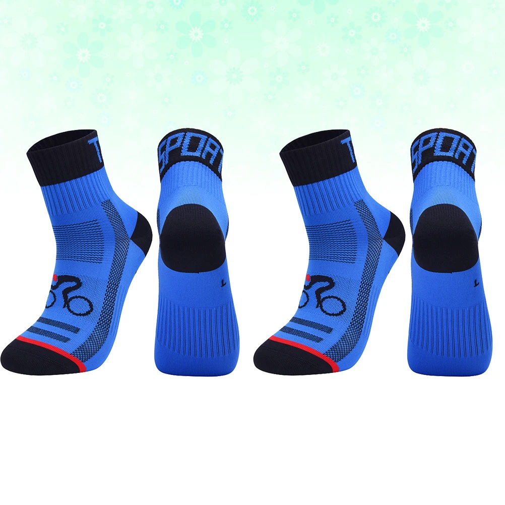 2 زوج تنفس الدراجات الجوارب منتصف الجورب سميكة النايلون شبكة المضادة للانزلاق الأزرق حجم 40-44 جوارب رياضية أداء للجنسين